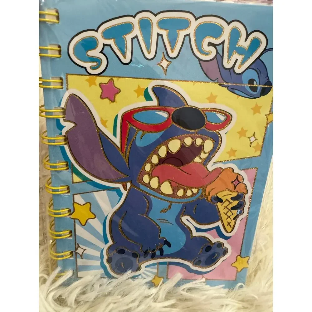 Stitch eating ice cream notebook size A6 spiral lined pages sparkles